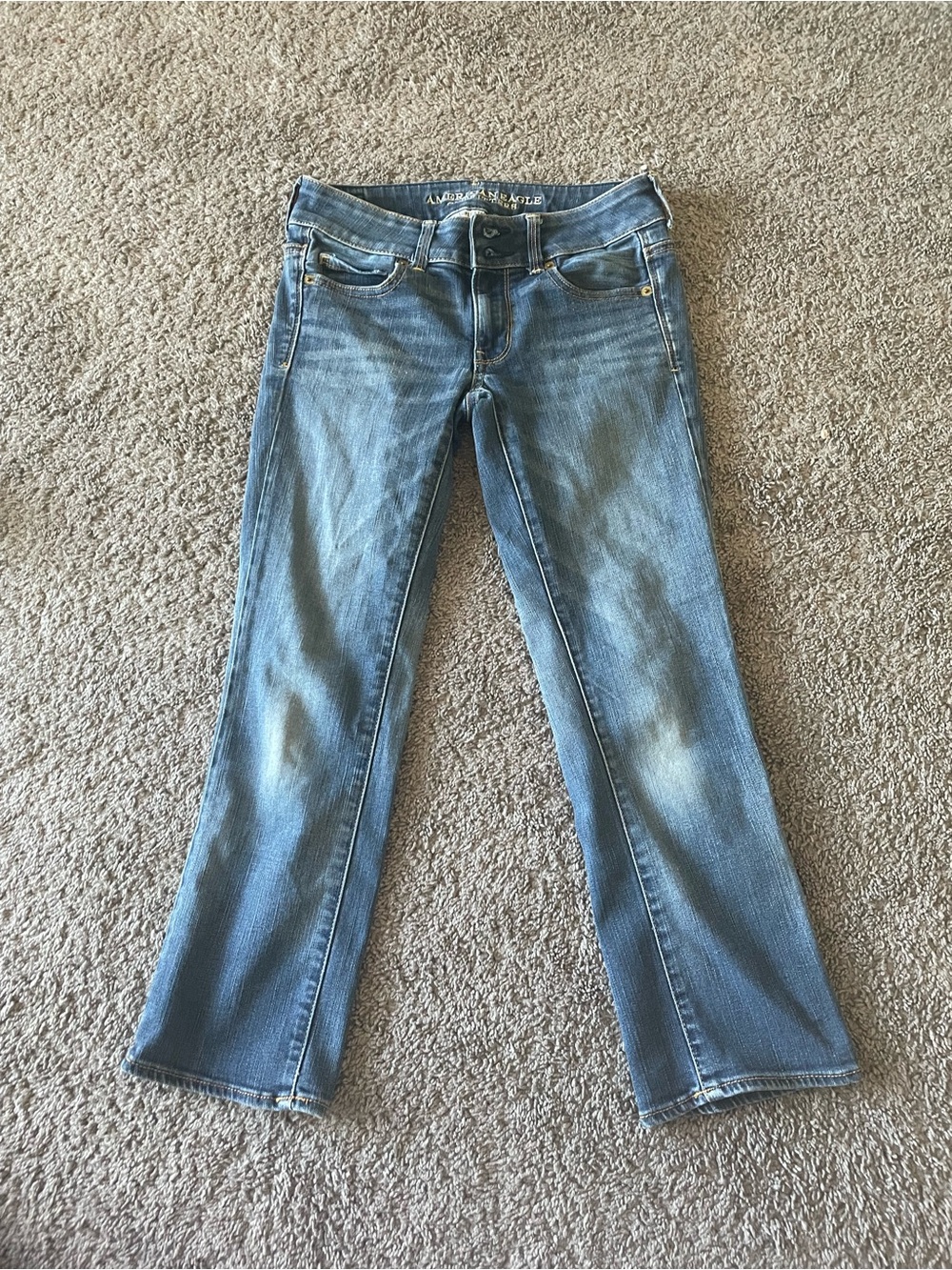 American Eagle Artist Crop Bootcut Jeans Size 2 Medium Wash Stretch Denim